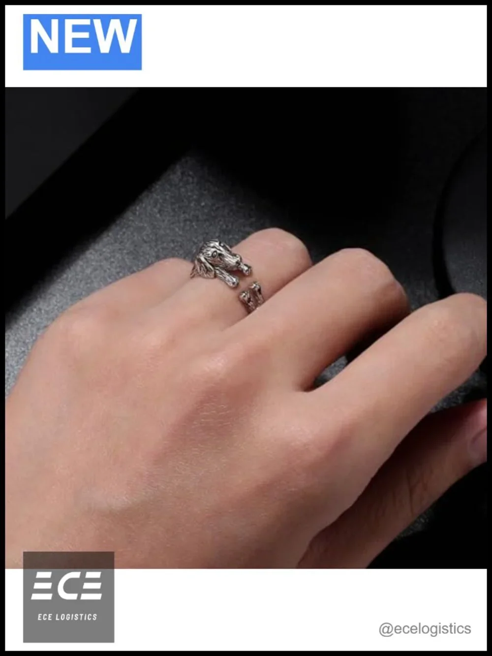 Sterling Silver Dachshund Puppy Wrap Ring Adjustable Size 6-10